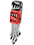 FACOM 467B.JP8 Metric Ratchet Combination Wrench Set with Inches on Portable Case, Silver, Set of 8 Pieces