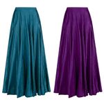 Mrugneni Silk Maxi Skirts, Ethnic Wear, Kali Pattern, Set of 2, (in, Alpha, Free Size, Regular, Wine/Teal)