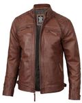 Decrum Brown Motorcycle Jacket Mens - Leather Jackets For Men | [1100084] D1, L