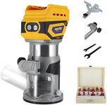 Cordless Compact Router, Mellif Brushless Palm Trimmer Router for DeWalt 20V MAX Battery(NO Battery) 28,000RPM 600W w/Fixed Base, 12PCS 1/4" Router Bits, 5 Speeds, Edge Guide, Roller Guide, Dust Hood