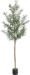 Melli Welli Artificial Olive Tree 6.01FT Fake Plants Indoor Tall Faux Branches and Fruits Suitable for Living Room Home Office Housewarming Party Decor (1 Pack) Green