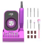 Nail Drill 40000 RPM, Professional Electric Nail Drill Machine Cordless, Rechargeable Nail E File Portable Efile for Acrylic Gel Nail, Manicure Pedicure Polishing Kit Nail Grinder for Salon Home
