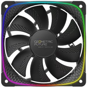Geometric Future Squama 2503R Reverse Blade RGB PWM Fan-120mm-1 Pack-Performance & Silent Balance-Dual Lighting Loop-Motherboard SYNC with 5V 3pin - 4pin PWM-Black (GEO-S2503RB-1)
