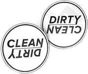 Dishwasher Magnet Clean Dirty Sign Indicator - Clean Dirty Dishwasher Magnet - Kitchen Dish Washer Magnet - Waterproof and Double Sided Flip with Bonus Adhesive Metal Plate (White & Black)