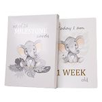 Happy Homewares Cute Baby Elephant Grey Quirky and Fun Set of 24 Milestone Cards for Boy or Girl | Perfect Baby Shower & New Born Baby Gift Idea