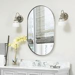 ANDY STAR Chrome Bathroom Mirror 24x36, Chrome Oval Mirror, Chrome Wall Mirror, Oval Vanity Mirror Metal Frame Deep 1’’ Hang Vertical or Horizontal