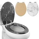 Navaris Black Marble Toilet Seat - MDF Decorative Toilet Seats - Luxury Marbled Design for Bathroom Decor - 42.5 cm x 35.8 cm x 5.6 cm (16.7" x 14.1" x 2.2")