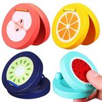 Finger Castanets, 4pcs Wooden Castanets, Finger Clappers, Cartoon Fruit Castanets Early Education Percussion Instrument for Favors Party Classroom