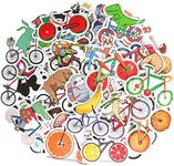 Pigbit 50 Pcs Cute Animals Ride Bike Stickers,Waterproof Vinyl Funny Fruit Vegetable Bicycle Stickers for Water Bottles Laptop Scrapbooking