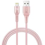 LAX Gadgets 10ft Long Apple MFi Certified iPhone Charger Cord - Durable Braided Lightning Cable for iPhone 6s / 6s Plus / 6/6 Plus / 5s / 5c / 5 / iPad Air 2 / Air/Mini 4/3 / 2 / Pro (Rose Gold)