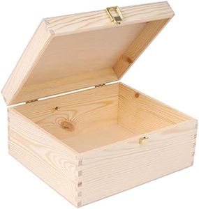 Creative DECO Grande Caja Madera para Decorar con Tapa | 29 x 25 x 14 cm | Decoración Decoupage Almacenaje Herramientas Documentos Objetos de Valor Juguetes Navidad