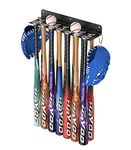 QBA Wall Mount Baseball Bat Holder, 8 Prongs Heavy Duty Steel Bat Rack Holds 14 Bats, Baseball Softball Bats Organizer on Dugout Fence Home Garage, 14 Bats Rack