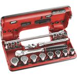 FACOM Jl.DBOX112 12 Point 3/8" Socket Detection Box Set, 18 Pieces