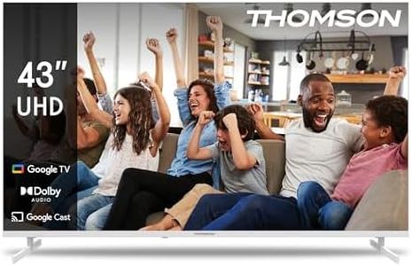 THOMSON 43 Pouces (109cm) 4K Ultra HD Blanc Smart Google TV, Wi-FI,Dolby Audio, HDR10, Bluetooth 5.1, Triple-Tuner (Câble/Satellite/Antenne), HDMI, CI+, A+ Panneau - 43UG4S14W