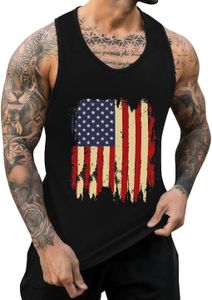 ONLYSTORY 4th of July Mens Tank Top Crewneck American Flag Graphic Patriotic Sleeveless Shirts Big and Tall Tanks Summer Casual Independence Day Black Retro Flag, M