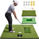 Voxor 3-in-1 Golf Hitting Mat, 5x4 ft Golf Mats Practice Indoor/Outdoor, Professional Golf Matt Includes 3 Interchangeable Strips for Optimal Practice, Heavy Duty Artificial Turf Hitting Mat