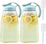 Frcctre 2 Pack Plastic Water Pitcher with Lid, 74 Oz Clear Airtight Beverage Pitcher Juice Container Water Carafe Fridge Jug for Juice, Coffee, Iced Tea, Lemonade, Heat Resistant & Shatter-proof