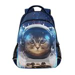 Mnsruu Cat Astronaut Backpack for Boys Kids Elementary School Bookbag Girls Laptop Bag Travel Rucksack