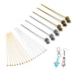 QOOWFEANIG 300 Pack Ball Head Pins Flower Beads Head Pins, 2 inch 22 Gauge Classical Long Headpins Gold and Silver Brass Metal Wire Needles Set for DIY Earring Pendant Jewelry Making