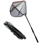 Senston Fishing Net with Telescopic Rod Handle, Scalable Nylon Fishing Landing Net for Kayak, Salmon, Catfish, Trout, Easy to Catch and Release