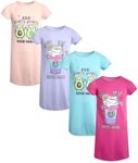 Sweet & Sassy Girls Nightgowns - 4 Pack Short Sleeve Night Gown Sleepwear Pajama Dress for Kids (Size: 4-14), Size 6, Dream Big/Good Night