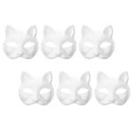 MAGICLULU 6pcs White Cat Masks Therian Masks Paper Mache Art Masks Animal Half Face Craft Masks DIY Blank Masquerade Mask