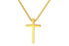 Evegfts Cross Necklace for Men, 18k Gold Plated Stainless Steel Cross Pendant Necklace for Men with Rolo Chain Mens Necklaces Simple Jewelry Cross Chain for Men Women 20 Inches