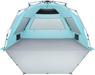 Oileus XX-Large Pop Up Beach Tent Sun Shelter for 5-6 Person Portable Sun Shade Instant Tent for Beach with Carrying Bag, Stakes, 6 Sand Pockets, Anti UV for Fishing Hiking Camping Sky Blue