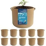 SunStream 10-Pack 15 Gallons Heavy Duty Thickened Nonwoven Fabric Pots Grow Bags with Handles (15 Gallon Brown)