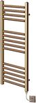 Greened House Electric Brushed Brass Straight Heated Towel Rail 300mm Wide x 800mm High Flat Towel Radiator