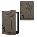 kwmobile Case Compatible with Amazon Kindle Paperwhite 11. Generation 2021 - Faux Nubuck Leather - Dandelion Love Grey