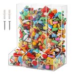 ZEAYEA Acrylic Wall Toy Dispenser, Hanging Organizer and Storage Bin for Playroom, Triple Divided Clear Holder for Blocks, Cars, Trains, Balls, Darts, Snacks