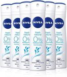 Nivea Fresh Natural Spray 0% Aluminium – 6 x 150 ml Storage Containers – Total: 900 ml