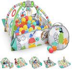 Bright Starts, 5-in-1 Your Way Ball Play Activity Gym and Ball Pit with 40 Balls - Totally Tropical, Play Gym with 20+ Minutes of Lights and Music, 7 Detachable Toys, Ages Newborn +