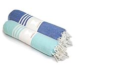 Eden Living Beach/ Bath Lightweight Travel Towel Set of 2 Turkish Towel ( Sky Blue & Blue)