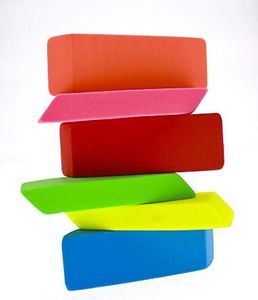 Neliblu Premium Pencil Erasers High Quality Bright Neon Chiseled Erasers 6 Pack