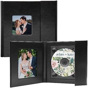 Neil Enterprises Inc. Black Faux Leather Supreme CD/DVD Holder with 2.5" x 2.5" Photo Cover