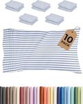 King Pillow Cases Set of 10 - Ultra Soft Hotel Quality Pillowcase Covers - Comfy & Wrinkle Free - Shrink & Fade Resistant - Easy-Care, Machine Washable Pillow Protectors - 10 Piece Set - Blue Stripes