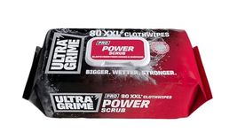 UltraGrime PRO Power Scrub Cleaning Wet Wipes - Big Size Professional Disposable Wipes - Tougher Multi-Purpose Heavy-Duty Textured Scrubbing Cloths (80 Thick Large Wipes)