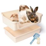 Bumbox Deluxe Rabbit Extra Large Litter Box, Training Rabbit Cage with Toilet Tray for Hamster, Bunny, Ferret, Small and Large Animal, 21.45in (Cream)