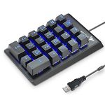 Number Pad, ROTTAY Mechanical USB Wired Numeric Keypad with Blue LED Backlit 22-Key Numpad for Laptop Desktop Computer PC - Black (Blue switches)