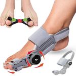 QualiTrue Toe Separator Men & Women | Improves Foot Alignment & Relieves Big Toes Pain | Orthopedic Toe Straightener Separator Bunion thumb Corrector | 360° Adjustable Rotating Knob, Universal Fit (for both Left/Right Feet) | Free Exerciser Hallux Valgus Splint (Bunion Corrector + Toe Exerciser)