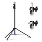 NEEWER 9.8ft/3m Air Cushioned Light Stand, Heavy Duty Metal Photography Tripod Stand with 1/4"to 3/8" Reversible Spigot, 3 Way Mounting Interface & Metal Locking Knobs, Max Load 5.5lb/2.5kg