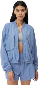 Amazon Essentials Women's Active Peformance Stretch Woven Relaxed Fit Workout Windbreaker Jacket, Deep Blue, Small