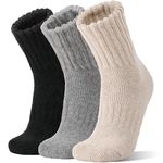Merino Wool Boot Socks Thermal Winter Warm Thick Cozy Hiking Socks for Men Women 3 Pairs, 3 Pairs-black/Grey/Beige, Medium