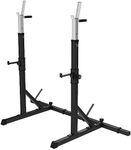 GORILLA SPORTS® Squat Rack - Adjustable, Multi-Functional, Dip Handles, Max Load 250kg, Steel, Black - Barbell Stand for Bench, Heavy Duty Weight Rack, Gym Equipment Holder, Bench Press Spotter