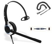 TruVoice HD-500 Deluxe Single Ear Headset with Noise Canceling Microphone & U10P Bottom Cable Works with Mitel, Nortel, Avaya Digital, Polycom VVX, Shoretel, Aastra, Digium + More…