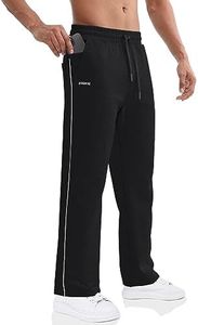 BROKIG Men's Joggers Track Pants,Open Bottom Loose Casual Workout Gym Sweatpants Sports Running Pants with Zip Pocket(Black,Medium)