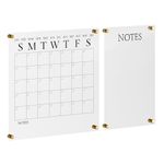 Martha Stewart Grayson Acrylic Wall Calendar and Notes Board with Dry Erase Marker, Clear with Black Print, Set of 2