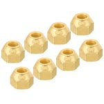 PATIKIL 3/8 SAE Thread Brass Flare Nut, 4 Pack 45 Degree Flared Tube Fitting Nut Hydraulic Pipe Fitting for Air Conditioner Water Gas Line, Matte Surface